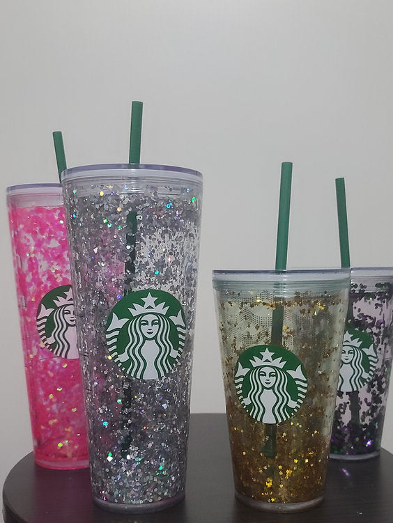 24oz or 16oz Venti Custom Glitter Starbucks Snowglobe Tumbler