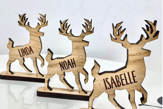 Christmas Personalised 2021 Reindeer decorations Stag Place Names