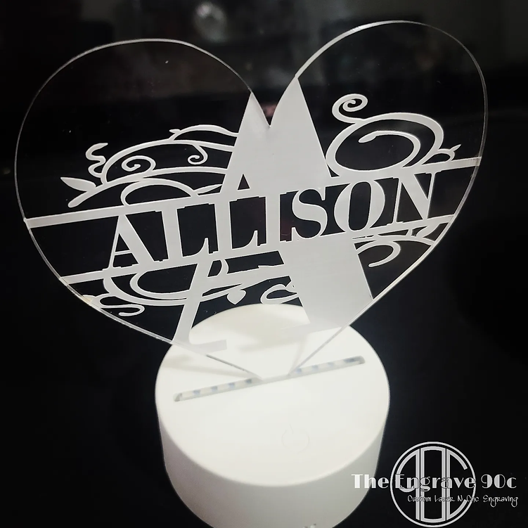 Single name heart design - led plaque gift